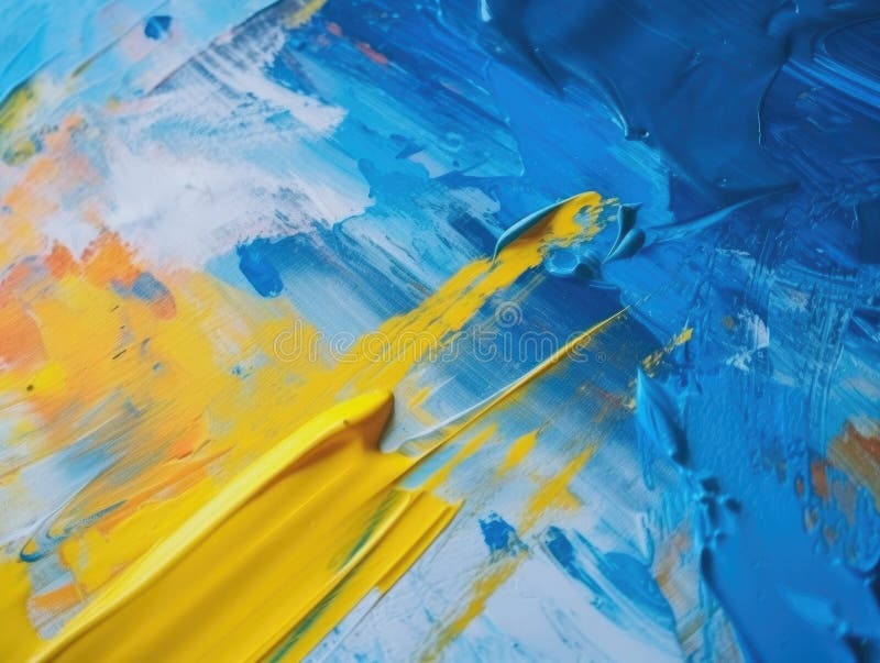 Abstract Blue and Yellow Paint Background. Acrylic Texture Background