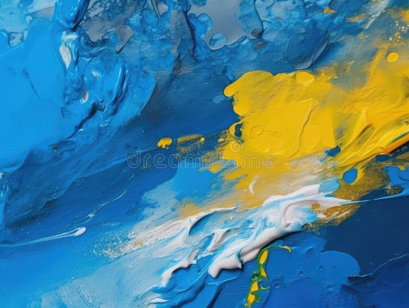 Abstract Blue and Yellow Paint Background. Acrylic Texture Background ...