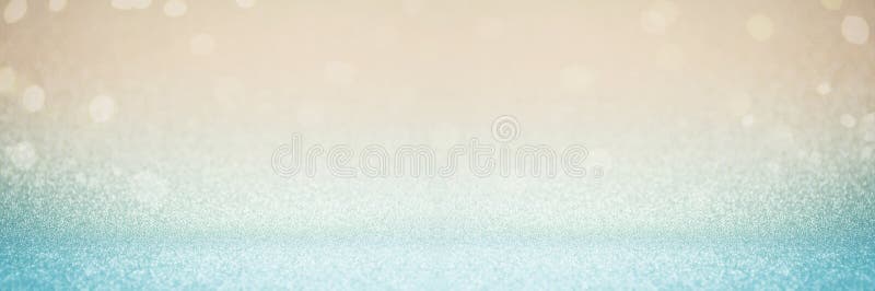 Abstract blur blue gold glitter christmas event celebration card design wide screen background concept - shiny teal light dust