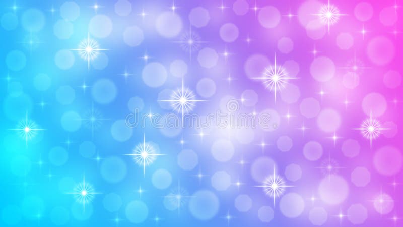 Abstract image of blurry bokeh and glittering sparkles in blue, purple and pink gradient background for background, banner, backdrop, invitation card, postcard and poster. Lighting bokeh illustrations