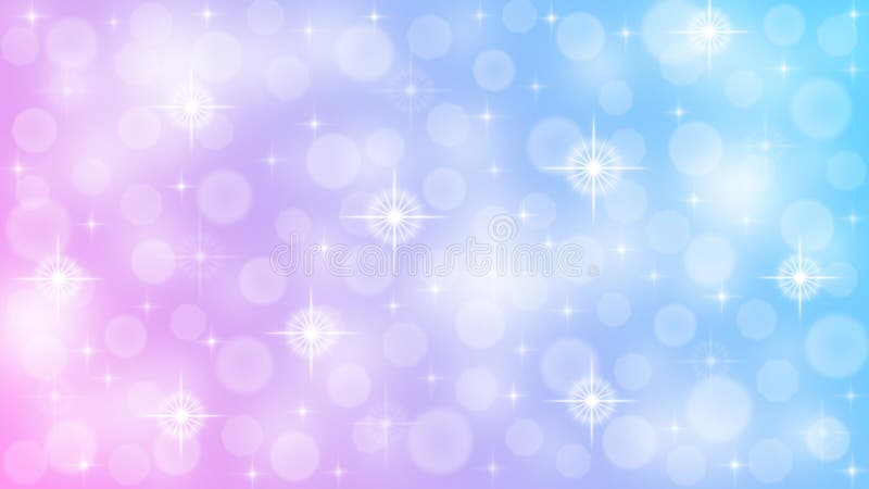 Abstract Blurred Bokeh and Glowing Sparkles in Pastel Blue and Pink Gradient Background stock photos