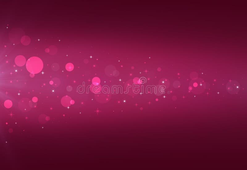 Abstract blurred burgundy background with light glare, bokeh and glowing particles. Lighting effects of flash. Abstract illustration. Lighting bokeh illustrations