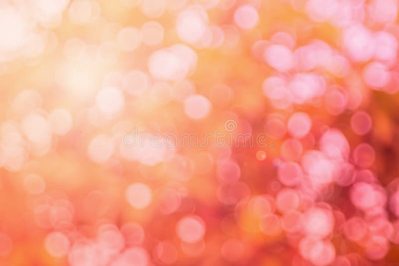 Abstract blurred orange & red color and peach for background, Blur festival lights outdoor and pink bubble focus texture decoration