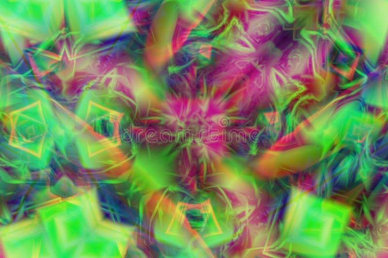 Abstract blurry background illustration in the form of an interweaving of multicolored threads resembling a scary bright alien cre stock illustration