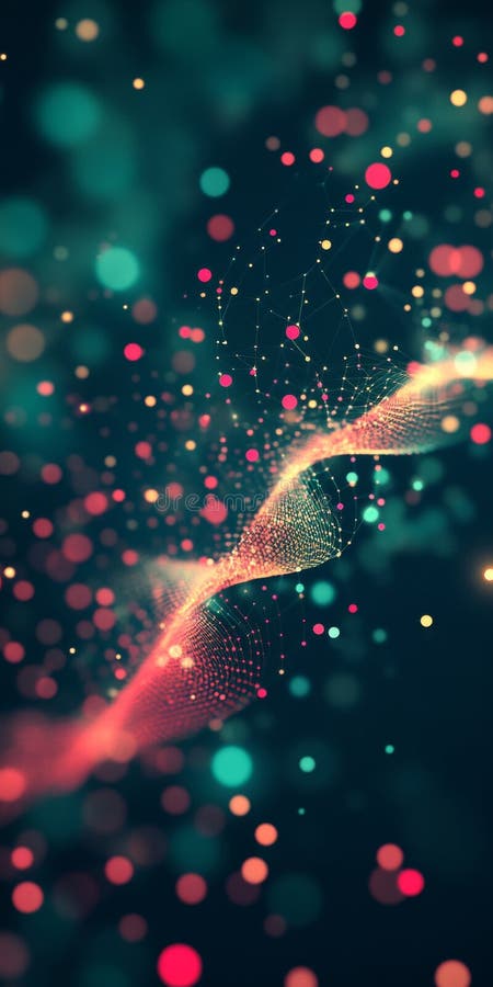 Abstract Bokeh Background med Wavy Line Digital Art Soft Focus Bludda Ljusfärger - djupblå färger stock illustrationer