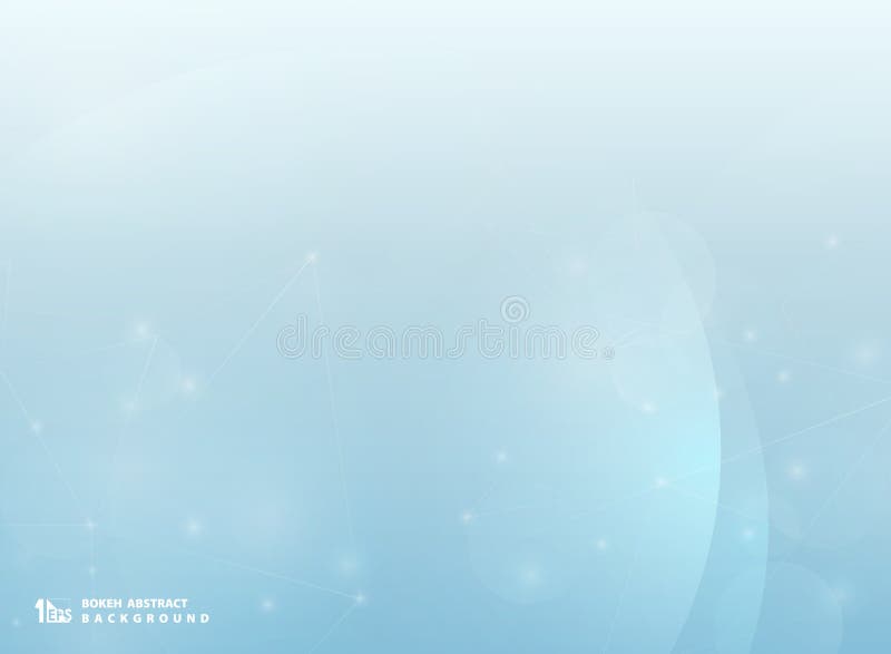 Abstract bokeh blue background with technology line blur stock illustration