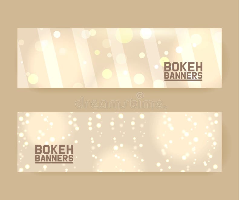 Abstract bokeh lights with soft light background set of banners vector illustration. Golden sparkles, shiny defocused royalty free illustration Abstract bokeh lights with soft light background set of banners vector illustration. Golden sparkles, shiny defocused royalty free illustration