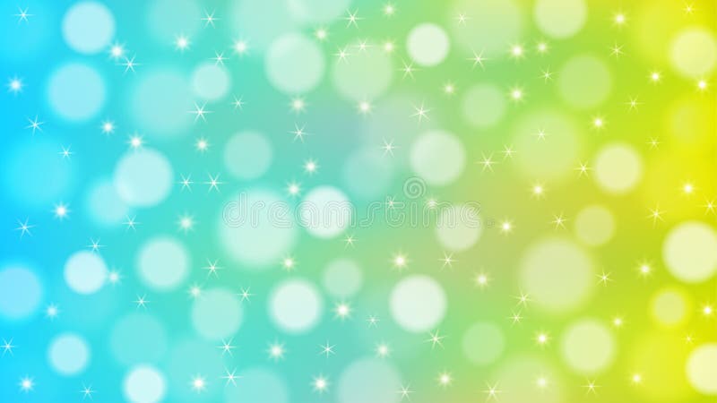 Abstract Bright Bokeh and Glittering Sparkles in Colorful Blue, Yellow and Green Gradient Background royalty free illustration