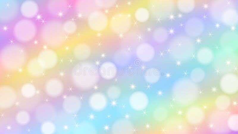 Abstract Bright Bokeh and Glittering Sparkles in Colorful Pastels Gradient Background stock illustration