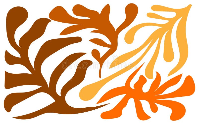 Abstract botanical shapes in earth tones creating a modern organic composition royalty free illustration
