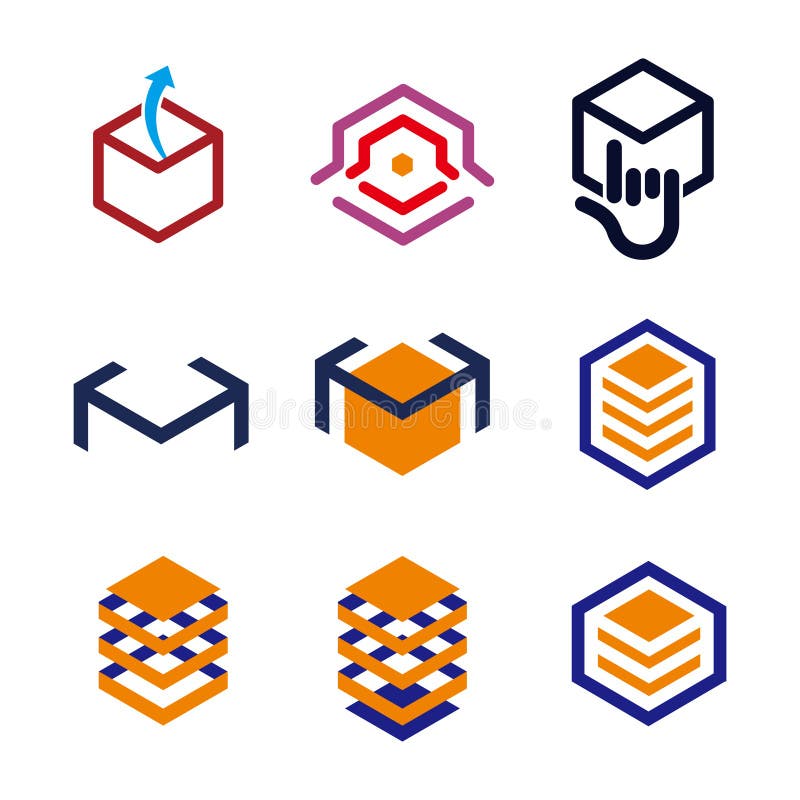 Abstract Box Set Logo Element. Corporate Branding Identity Design