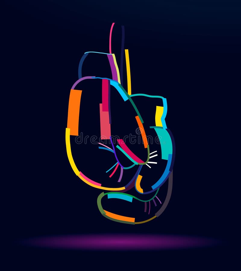 Abstract Boxing Gloves from Multicolored Paints. Colored Drawing Stock