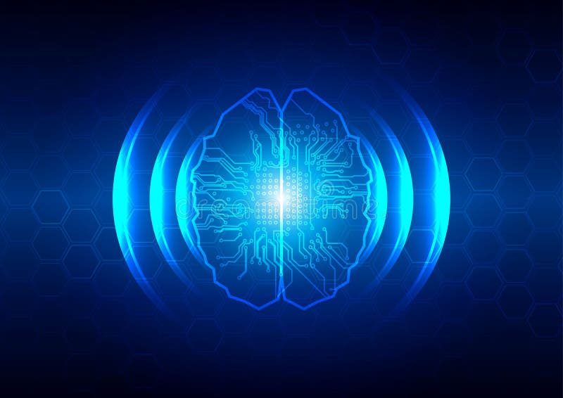 Abstract brain and circuit with hex background technology conce royalty free illustration Abstract brain and circuit with hex background technology conce royalty free illustration