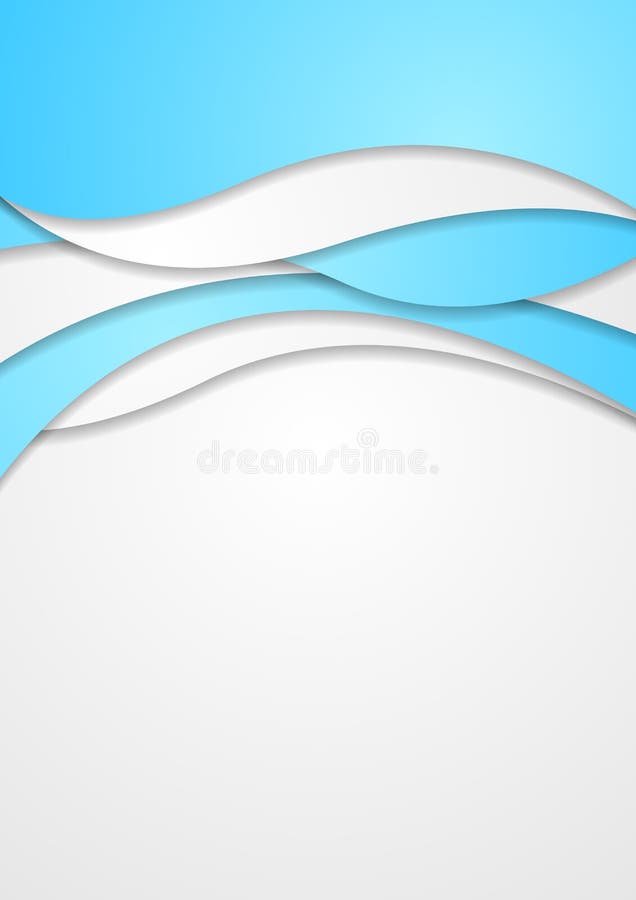 Abstract bright blue corporate wavy flyer design. Vector background