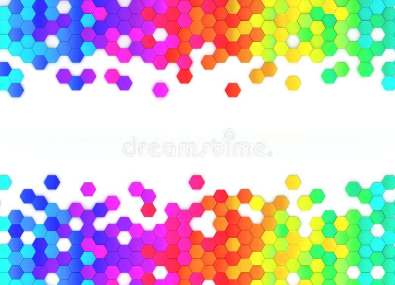 Abstract bright and colorful hexagon mosaic wallpaper or background stock illustration