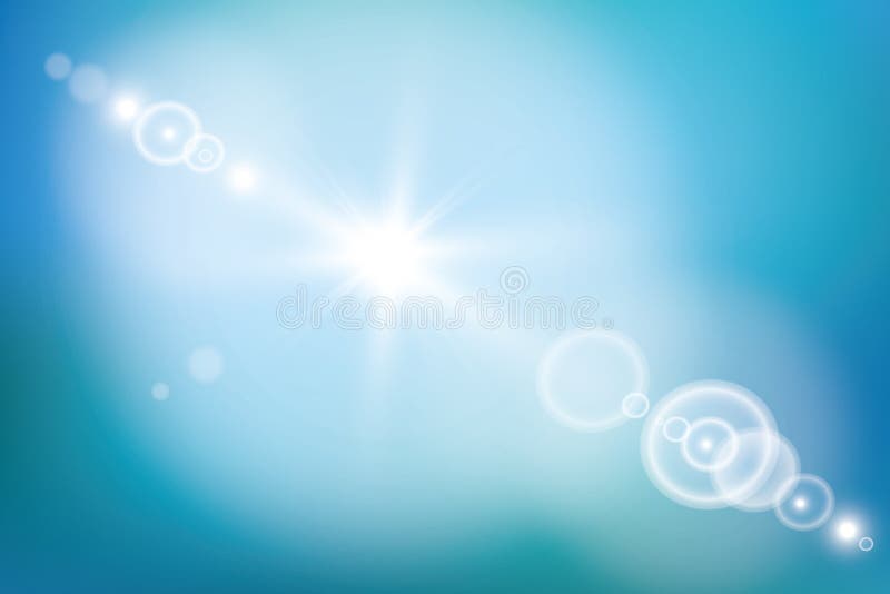 Abstract bright shining sun with lens flare in a blue sky. Vector illustration vector illustration Abstract bright shining sun with lens flare in a blue sky. Vector illustration vector illustration