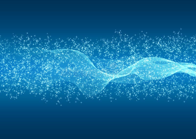 Abstract Bright Waves, Particles and Glitters in Blue Gradient Background  Stock Image - Image of bright, computer: 165313455