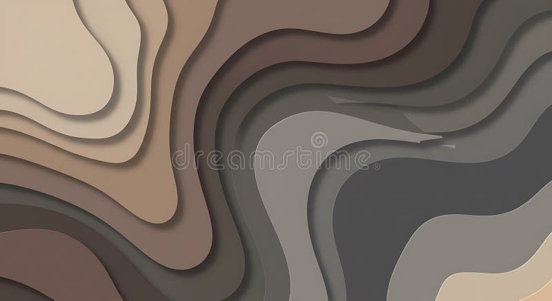 Abstract Brown Paper Cut Wave Background: AI-Generated Art stock illustration