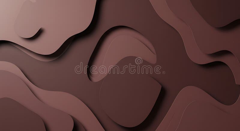 Abstract Brown Papercut Waves Background: A 3D Render stock illustration