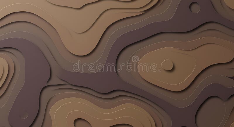 Abstract Brown Topographic Map: AI-Generated Layered Design stock illustration