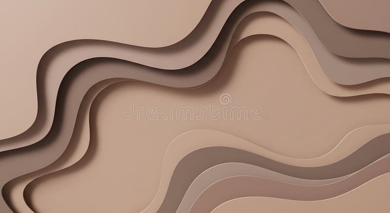 Abstract Brown Wave Paper Cut Design: A 3D Rendered Background royalty free illustration