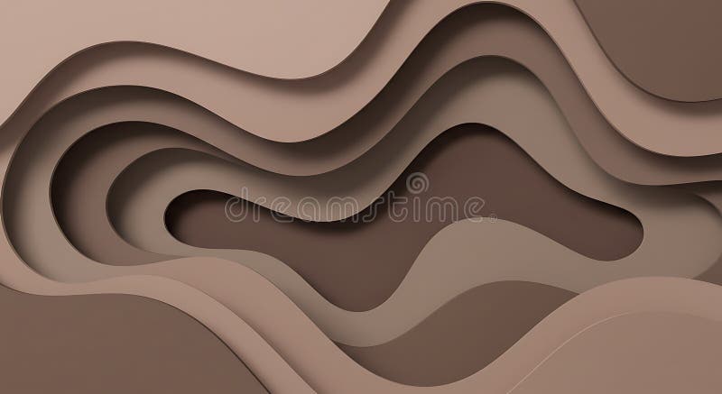 Abstract Brown Wave Paper Cut Design: 3D Rendered Texture stock illustration