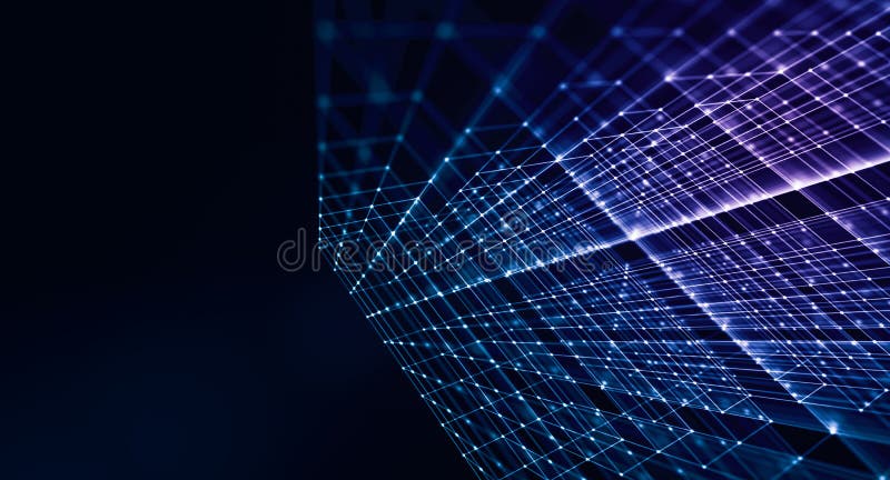 Abstract building background with Connection of dots, lines and light. Tech and business data concept colorful vector illustration