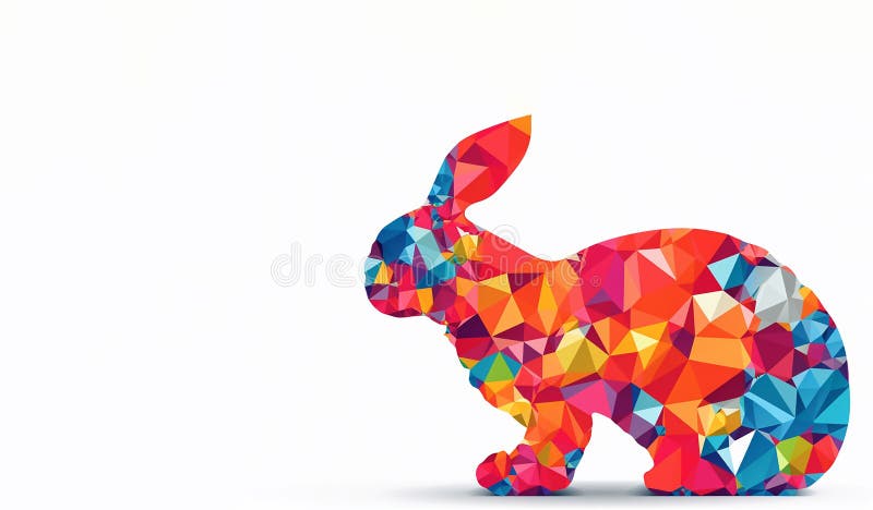 Abstract Bunny Shape Easter Patterns, Isolated on White, Stock