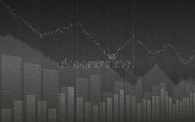 Abstract Business chart with line graph and bar chart on gray color background