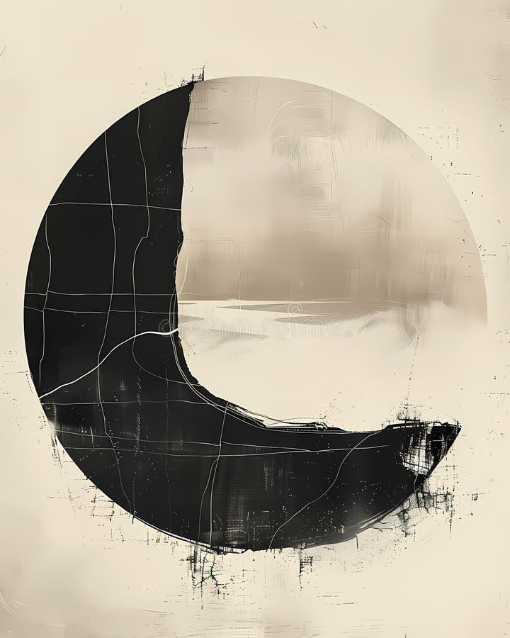 Abstract Canvas Black White Abstract Design Irregular Forms Half Moon Serene Simplicity royalty free illustration