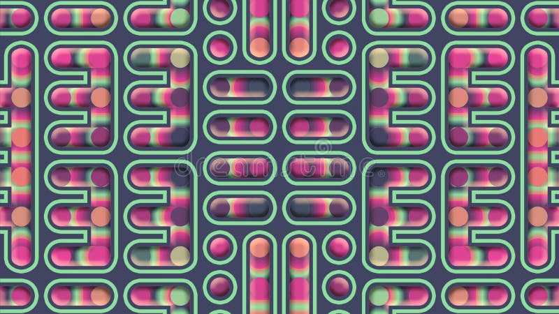 Abstract cartoon maze with moving neon gradient. 3d rendering animation 4K stock illustration