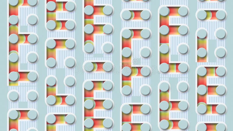 Abstract cartoon maze with moving trendy gradient. 3d rendering animation 4K vector illustration