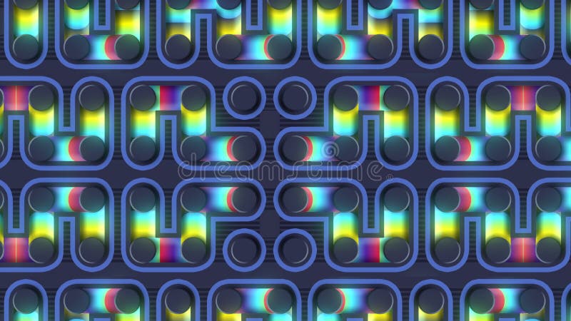 Abstract cartoon pipeline in motion. 3d rendering digital animation 4K UHD royalty free illustration