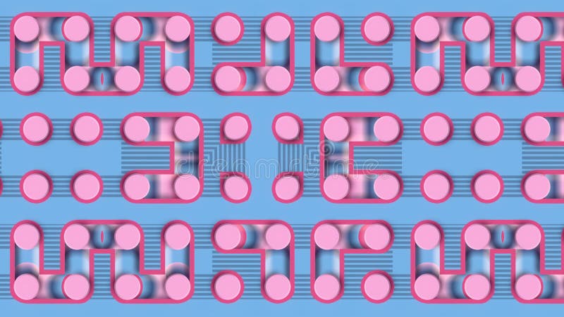 Abstract pattern with gradient moving through the pipeline. 3d render animation vector illustration