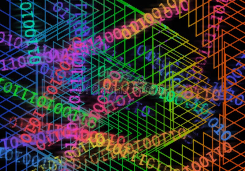 Abstract cg non-ai binary code illustration graphic wallpaper background stock illustration