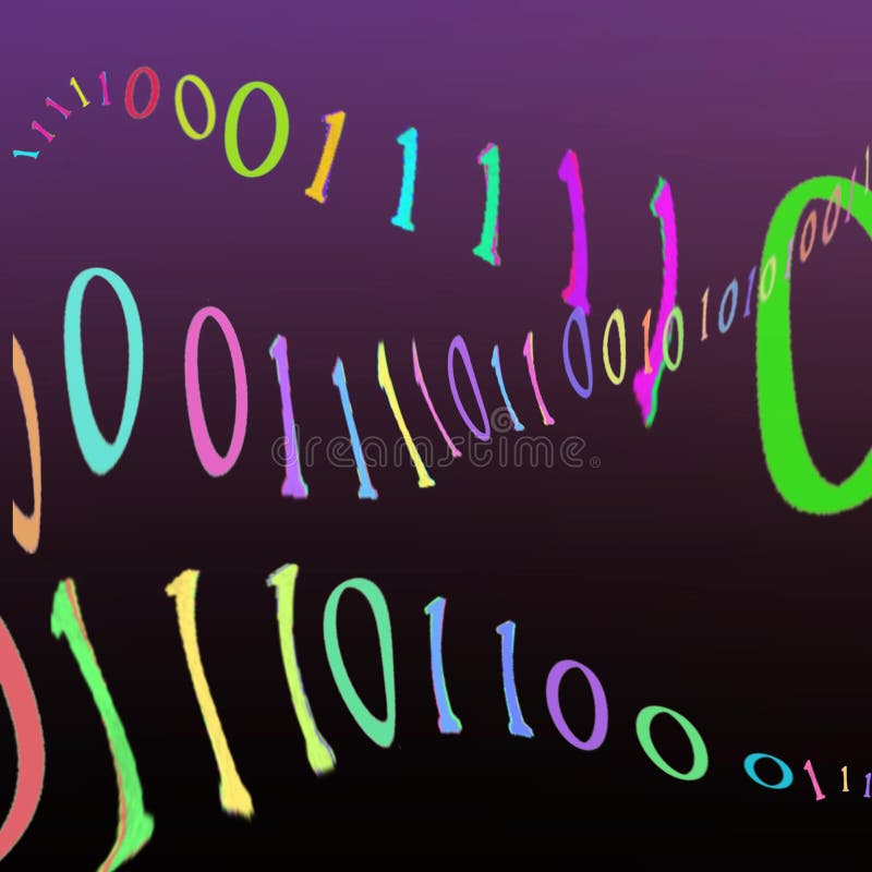 Abstract cg non-ai colourful binary code concept illustration stock illustration