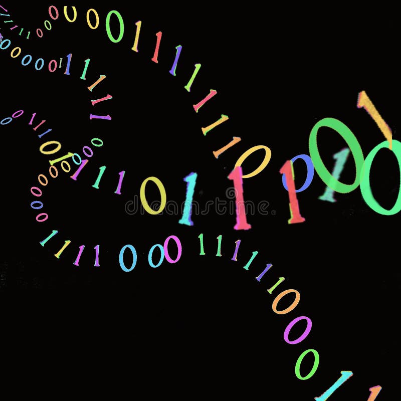 Abstract cg non-ai colourful binary code concept illustration graphic wallpaper background stock illustration