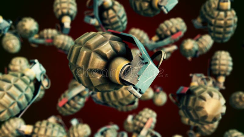 CGI motion graphics with flying grenades