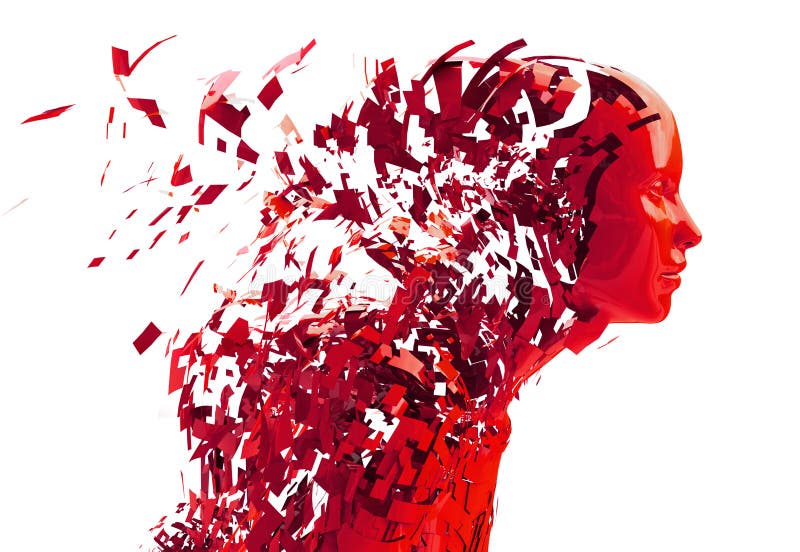 Abstract character shattered stock illustration