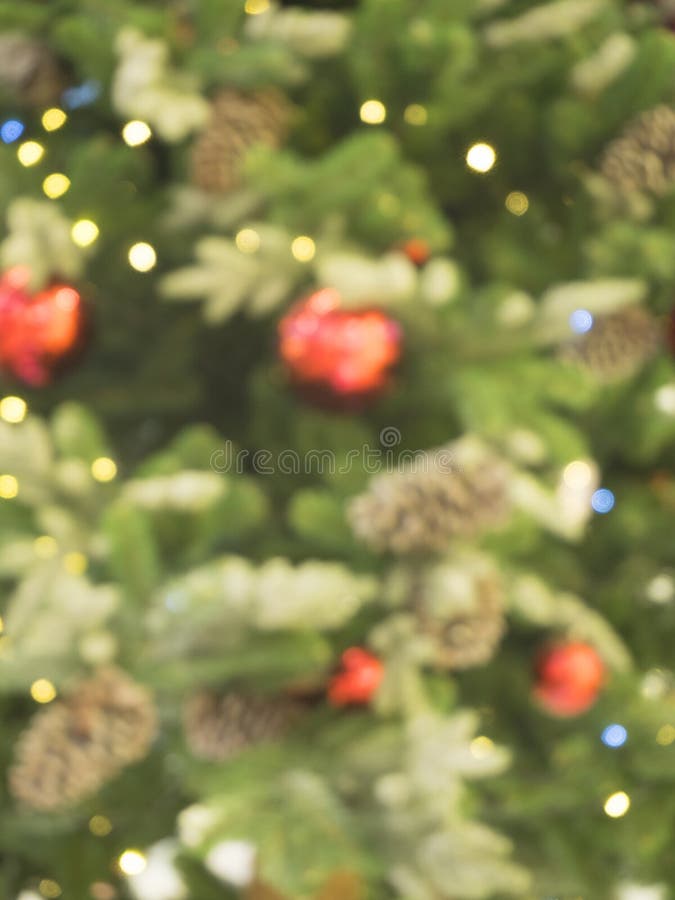 Abstract Christmas Background With Blurred Green Christmas Tree