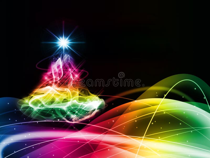 Abstract christmas colorful tree on black backgro stock illustration Abstract christmas colorful tree on black backgro stock illustration