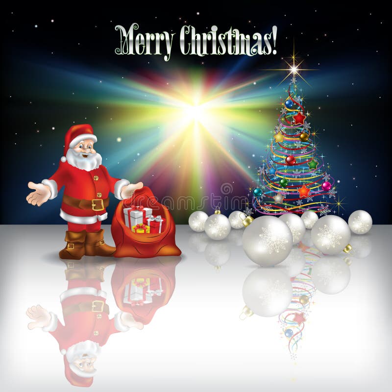 Abstract Christmas greeting with Santa Claus