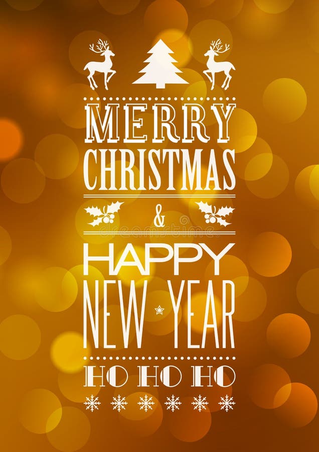 Abstract Christmas light background with retro typography