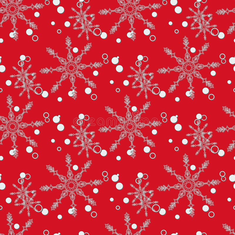 Abstract Christmas and New Year Seamless on red Background. snowflake pattern. Vector Illustration EPS 10 stock photography Abstract Christmas and New Year Seamless on red Background. snowflake pattern. Vector Illustration EPS 10 stock photography