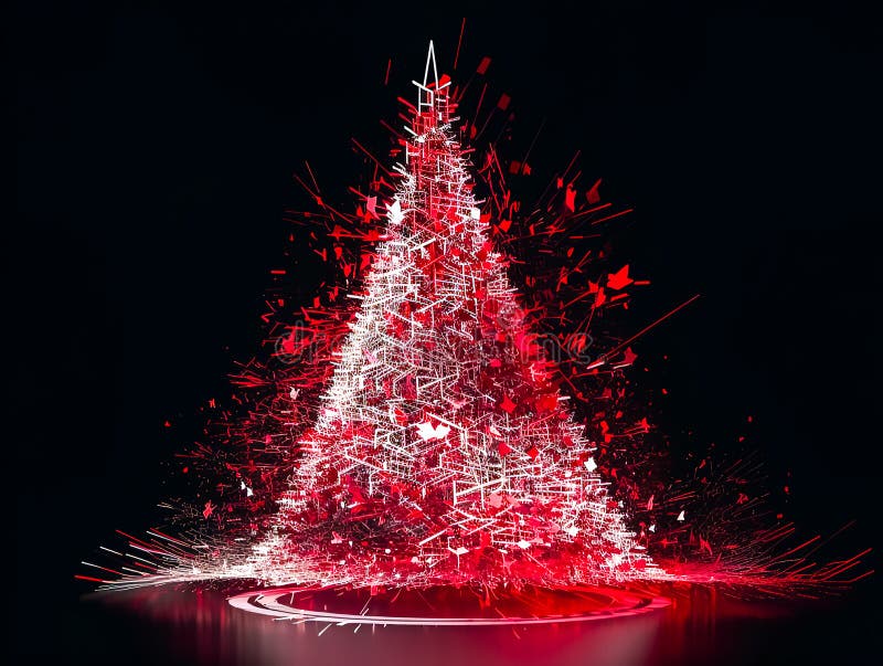 Abstract Christmas Tree on a Black Background. Stock Image Image of