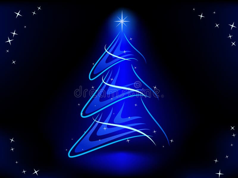 Abstract christmas tree with blue illuminate star stock illustration Abstract christmas tree with blue illuminate star stock illustration
