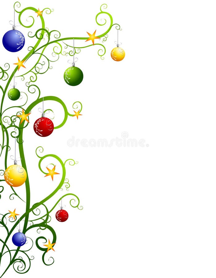 Abstract Christmas Tree Border With Ornaments