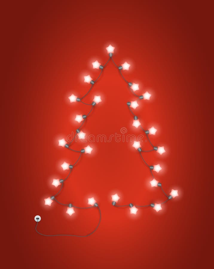 Abstract Christmas tree made from lighting garland