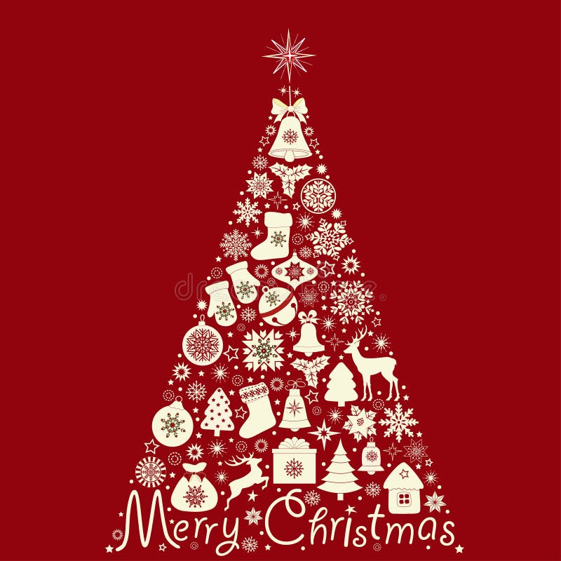 Abstract Tree with Christmas Symbols Stock Vector Illustration of