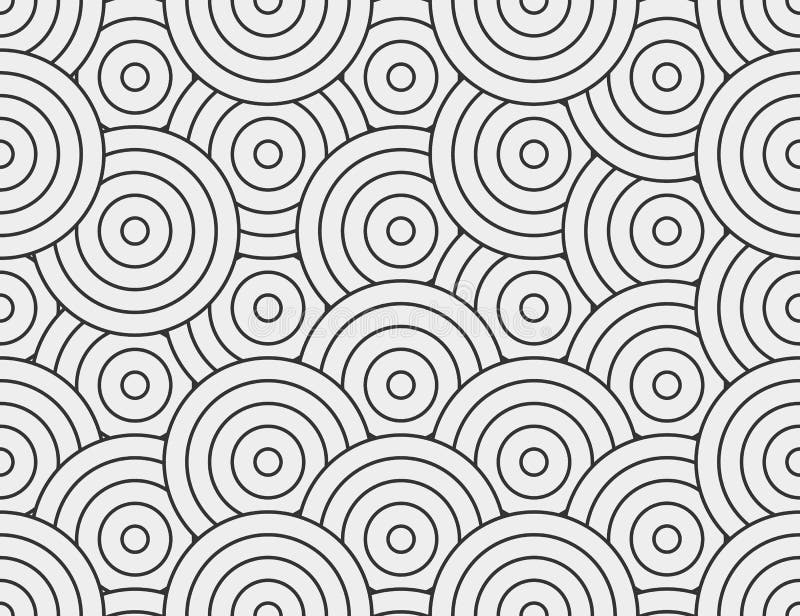 Abstract circle, line seamless pattern. Neutral monochrome business background, black grey color. Linear round shapes vector illustration